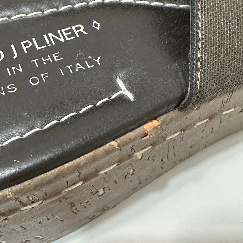 Donald J Pliner Shera‎ Wedge Slide Sandals Womens 10 Metallic Brown Cork 90s Y2K